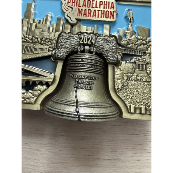 2024 Philadelphia Marathon Finisher Medal AACR Liberty Bell Runner Medal 26.2 main image 5